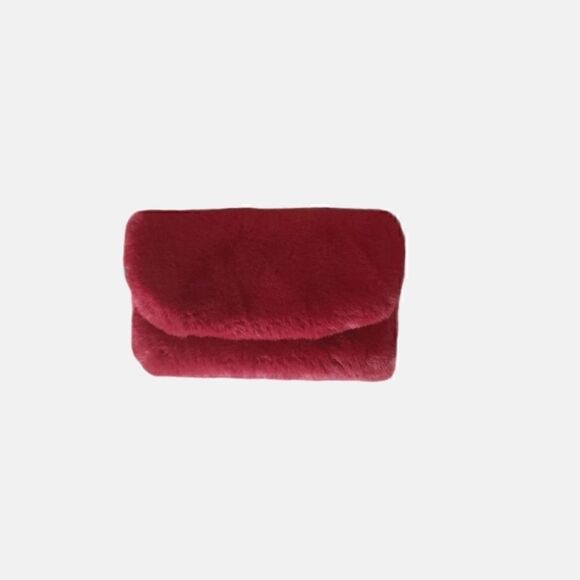 Windsor Burgundy Faux Furry Versatile Clutch - Picture 1 of 12